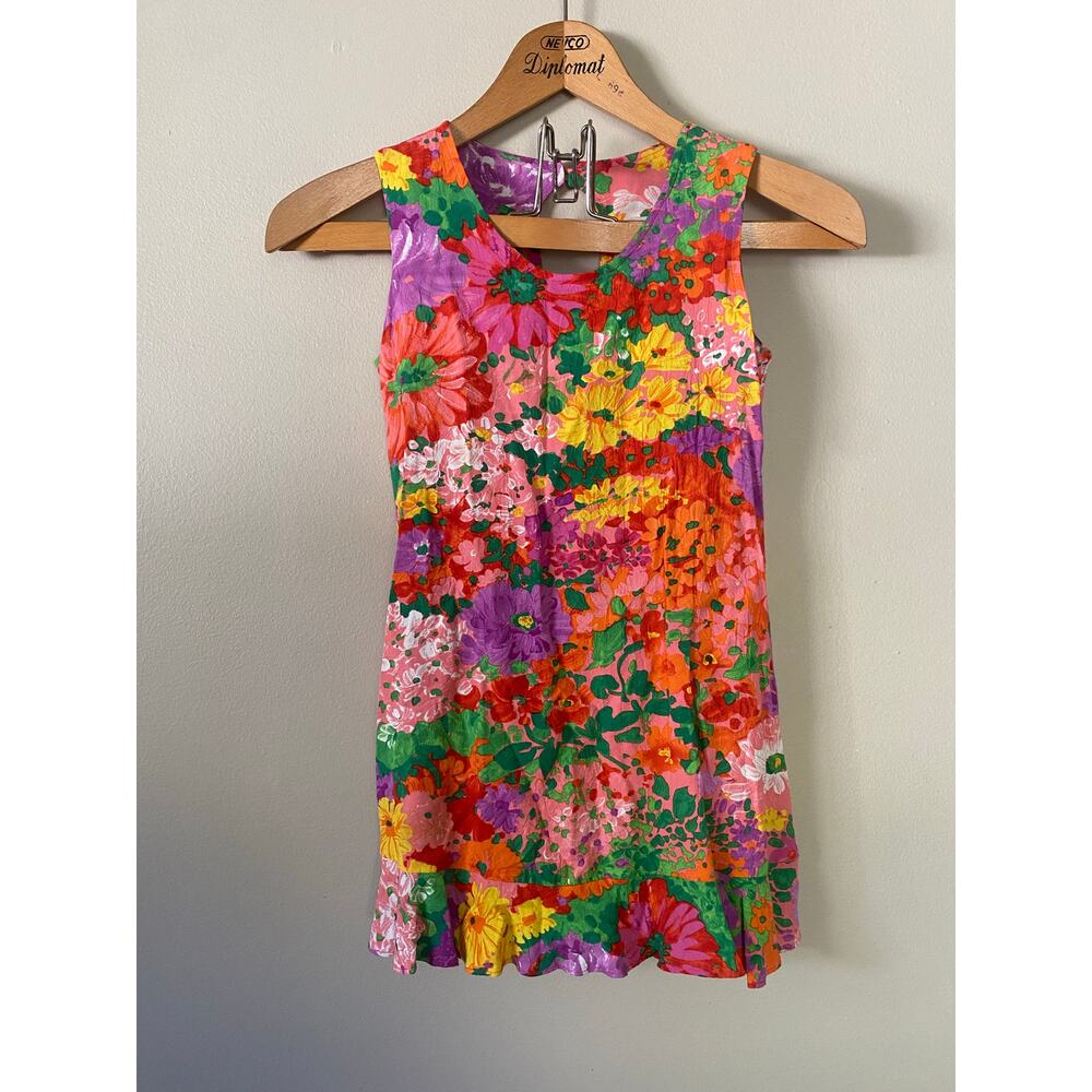 Vintage Jams World In Bloom colorful floral sleeveless top women’s size small